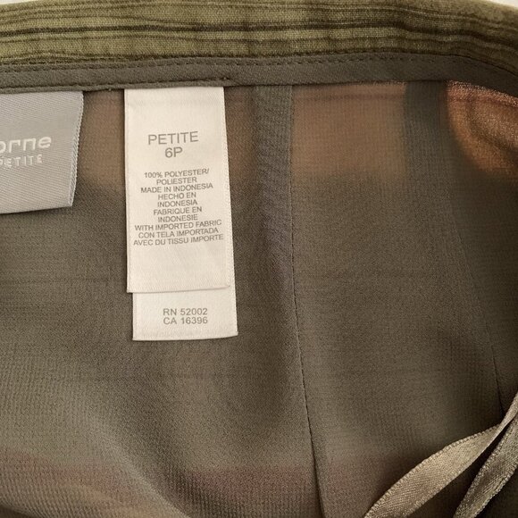 Liz Claiborne Women Skirt 6P Green Striped Polyester Wrap Pencil Midi Lined - Picture 8 of 9